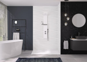 Kinewall White Waves Shower Wall Panel