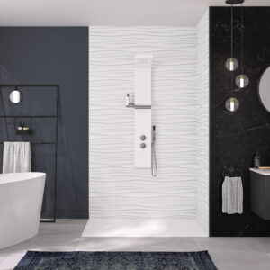 Kinewall White Waves Shower Wall Panel