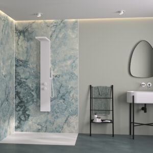 Kinewall Blue/Grey Marble Shower Wall Panel