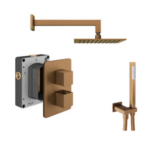 Concealed Brushed Bronze Square Shower Kit