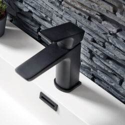 Elijah Mint Matt Black Basin Mixer