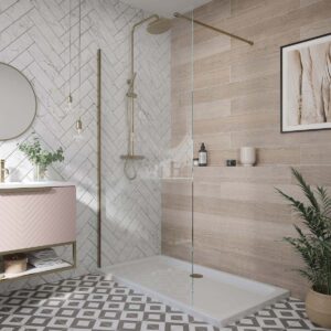 Elijah A8 Brushed Brass Wetroom Screen