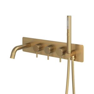 AquaSan Brushed Brass Wall Mounted Bath/Shower Mixer