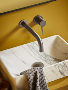 Elijah Form Gunmetal Wall Mounted Basin Mixer