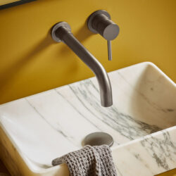 Elijah Form Gunmetal Wall Mounted Basin Mixer