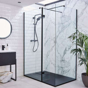 Kartell Nero 1000mm Matt Black Wetroom Screen