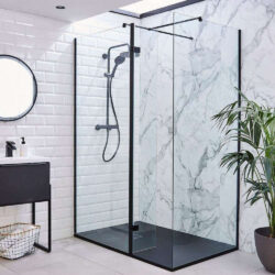 Kartell Nero 700mm Matt Black Wetroom Screen