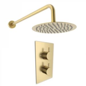 Kartell Ottone O2 Thermostatic Concealed Brushed Brass Shower Set