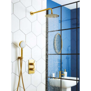 Kartell Ottone O4 Thermostatic Concealed Brushed Brass Shower Set