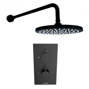 Kartell Nero Round O2 Thermostatic Concealed Matt Black Shower Set