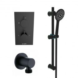 Kartell Nero Round O3 Thermostatic Concealed Matt Black Shower Set