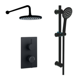 Kartell Nero Round O5 Thermostatic Concealed Matt Black Shower Set