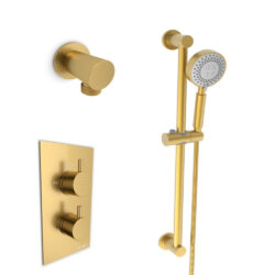 Kartell Ottone O3 Thermostatic Concealed Brushed Brass Shower Set