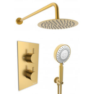 Kartell Ottone O5 Thermostatic Concealed Brushed Brass Shower Set