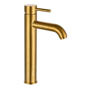 Kartell Ottone Brushed Brass Hi-Rise Basin Mixer Tap